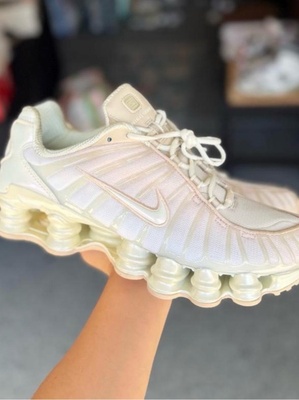 Nike Women’s Shox Sneakers in Cream